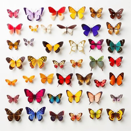 Foto de Conjunto de mariposas sobre fondo blanco - Imagen libre de derechos