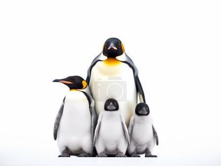 Photo pour Beau groupe de pingouins sur fond blanc - image libre de droit