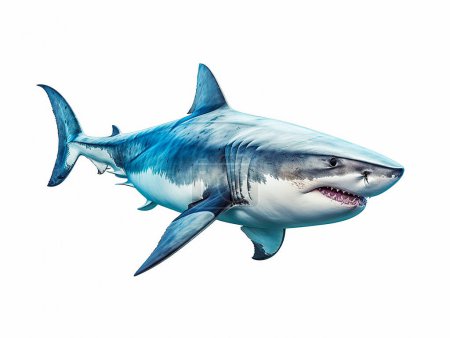 Photo for Awesome great white shark isolated on white background - Royalty Free Image