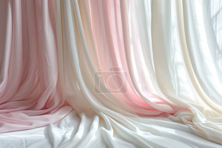 Photo for Pastel-toned Draped Fabric Backdrop for Events - Royalty Free Image
