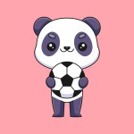 cute panda holding soccer ball cartoon mascot doodle art hand drawn concept vector kawaii icon illustration