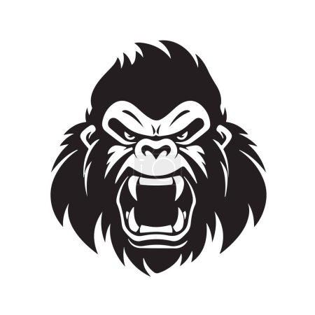 Ilustración de Feroz logotipo de la mascota del gorila, ilustración dibujada a mano. Conveniente para el logotipo, papel pintado, bandera, fondo, tarjeta, ilustración del libro, diseño de la camiseta, etiqueta engomada, cubierta, etc. - Imagen libre de derechos