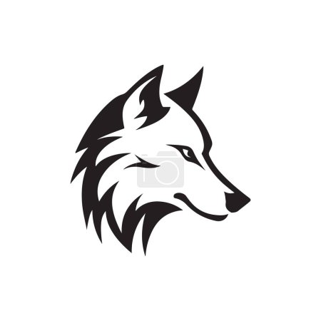 Illustration for Wolf, logo concept black and white color, hand drawn illustration - Royalty Free Image