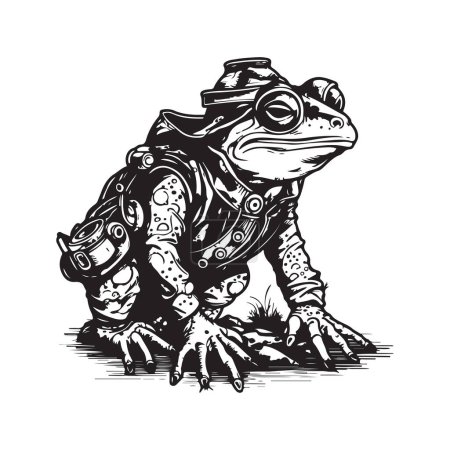 Illustration for Toad scavenger, vintage logo line art concept black and white color, hand drawn illustration - Royalty Free Image