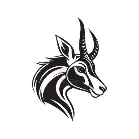 Ilustración de Springbok, concepto de arte de línea de logotipo vintage color blanco y negro, ilustración dibujada a mano - Imagen libre de derechos