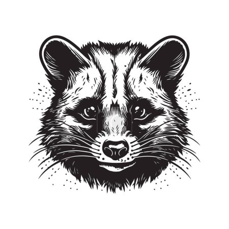 Ilustración de Civet, concepto de arte de línea de logotipo vintage color blanco y negro, ilustración dibujada a mano - Imagen libre de derechos