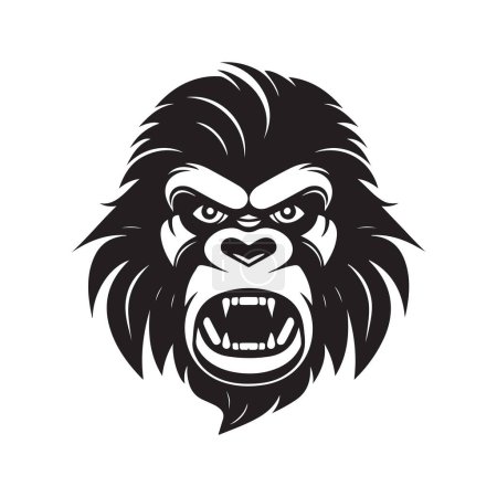 Gorilla, vintage logo line art concept black and white color, hand drawn illustration