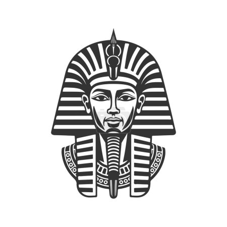 Téléchargez les illustrations : Ancien dieu égyptien, vintage logo ligne art concept noir et blanc couleur, illustration dessinée à la main - en licence libre de droit