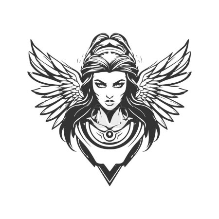 mercy warrior, vintage logo line art concept black and white color, hand drawn illustration