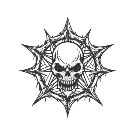 Illustration for Pentacle rogue, vintage logo line art concept black and white color, hand drawn illustration - Royalty Free Image