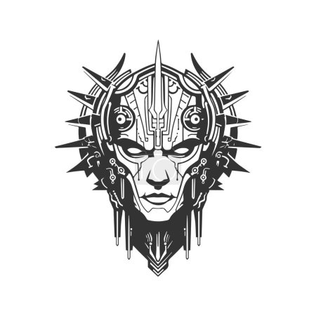 planar knight of deceit and ambivalence, vintage logo line art concept black and white color, hand drawn illustration