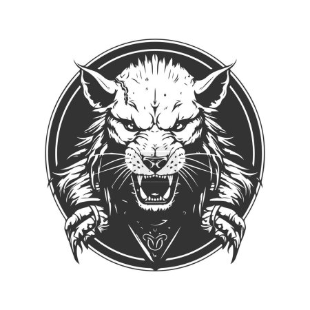 Illustration for Rat warlord of pride, vintage logo line art concept black and white color, hand drawn illustration - Royalty Free Image