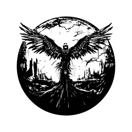 Ilustración de Vengador de peste apocalíptica, ilustración dibujada a mano vintage - Imagen libre de derechos