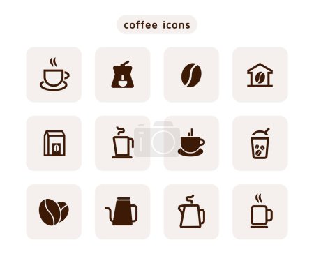 Téléchargez les illustrations : Café plat icônes ensemble de conception - en licence libre de droit