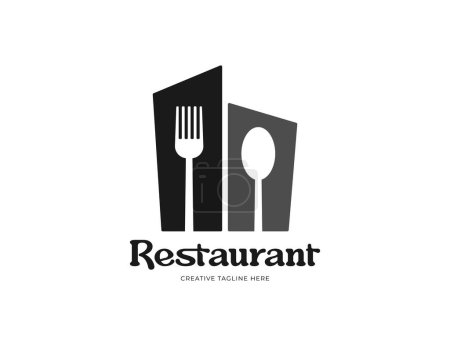 Foto de Logotipo del restaurante con ilustración de tenedor y cuchara - Imagen libre de derechos