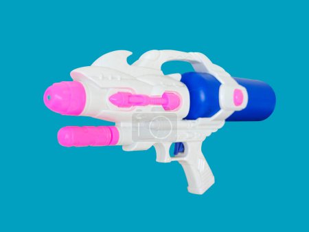 Photo for Plastic water gun isolated on blue background . Concept Songkran day - Royalty Free Image