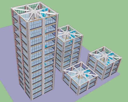 Téléchargez les photos : 3d rendering of construction buildings, architectural concept - en image libre de droit
