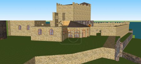 Téléchargez les photos : 3 d rendering of the medieval castle - en image libre de droit