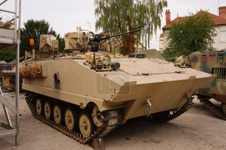 Photo for Troyes, France - Sept. 2020 - Front view of a tracked AMX-10 P, a retired amphibious infantry fighting vehicle developed by Giat Industries for the French Army, featuring a two-machine gun turret - Royalty Free Image