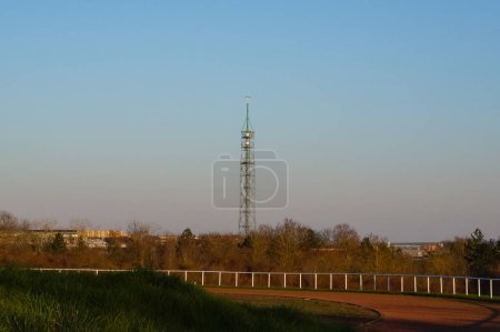 Photo for Reims, France - March 2021 - Radar antenna of the Regional Air Navigation Control Centre (CRNA Ouest) of Reims, an infrastructure of the Directorate General for Civil Aviation (DGAC, the French FAA) - Royalty Free Image