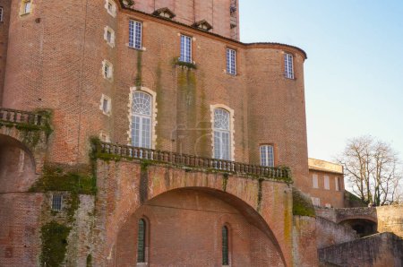 Photo for Low angle view of the 78-meter high bell tower of the medieval Sainte-Ccile's Cathedral in Albi, France ; this gothic UNESCO World Heritage Site is the largest brick-built building worlwide - Royalty Free Image