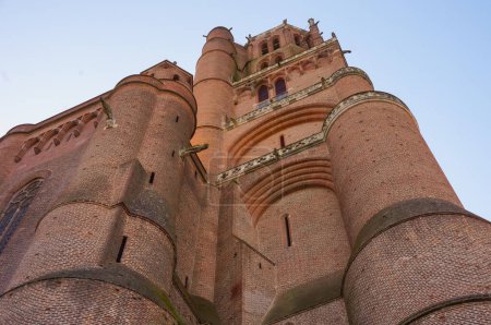 Photo for Medieval, gothic Sainte-Ccile's Cathedral, the largest brick building worldwide and a UNESCO World Heritage Site, in the episcopal city of Albi, France - Royalty Free Image