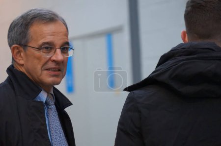 Photo for Reims, France - Feb. 5, 2022 - Thierry Mariani at Marine Le Pen's Presidential Convention ; he is a former Minister, an ex-member of Les Republicains party and a member of the European Parliament - Royalty Free Image