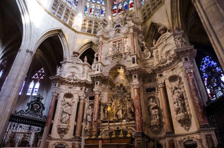 Photo for Toulouse, France - March 2023 - Richly-worked, Baroque altar in the choir of Saint-Etienne's (St Stephen) Cathedral - Royalty Free Image