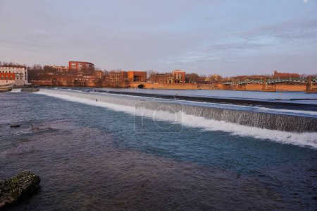 Foto de Toulouse, France - Feb. 2020 - The museum of Bazacle Cultural Centre, former facilities of a hydroelectric dam exploited by EDF (French electricity company), located by ford on the River Garonne - Imagen libre de derechos