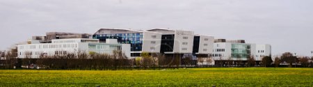 Photo for Toulouse, France -March 2020- Futuristic research center of the French pharmaceutical laboratory Pierre Fabre, founding member of Cancer Bio Sant Cluster on the scientific campus of Toulouse Oncopole - Royalty Free Image