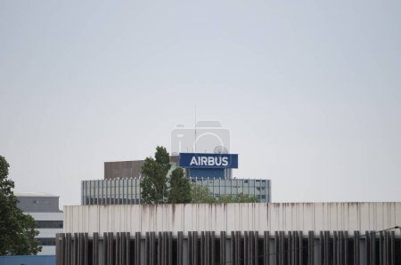Photo for Toulouse, France - June 10, 2023 - Headquarters of Airbus Defence and Space on Rue des Cosmonautes, near Labege; Airbus DS is a world-leading manufacturer of civil and military space satellites - Royalty Free Image