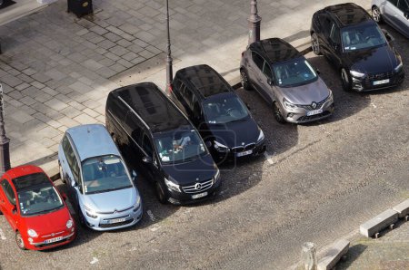Photo for Aerial view of cars parked on the street - Royalty Free Image