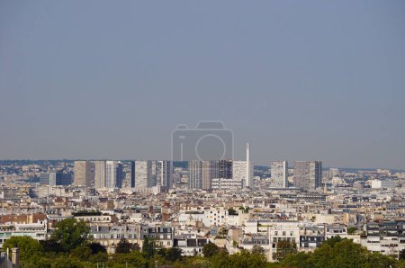 Photo for Paris, France - Sept. 5, 2023 - General view from Pantheon Dome on the residential and office towers of Front de Seine, in the districts of Grenelle and Javel, in the capital's 15th arrondissement - Royalty Free Image