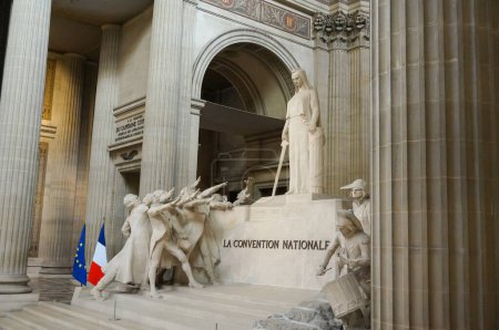 Photo for Paris, France - Sept. 5, 2023 - "The National Convention", 1911 stone sculpture by Franois-Lon Sicard in the domed nave inside Panthon, a neoclassical monument in the capital's 5th arrondissement - Royalty Free Image