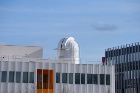 Toulouse, France - March 15, 2024 - MEP U6 and MRL U5, two of the newest buildings on the Rangueil Campus of Toulouse III-Paul Sabatier University; U6 has the OJBT observatory on top of the roof