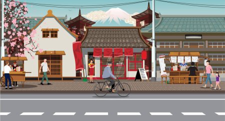 wenig Tokyo Stadtbild Hintergrund Illustration