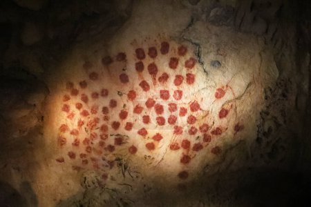 Photo for Vallon-Pont-d'Arc, France - July 31, 2022: Prehistoric depictions in Chauvet caves, France - Royalty Free Image
