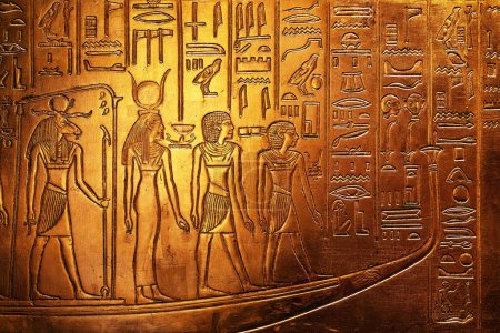 Detalle del barco ceremonial del bajorrelieve en la tumba de Tutankhamuns