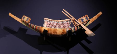 Photo for Detailed model boat from the tomb of Tutankhamun - Royalty Free Image