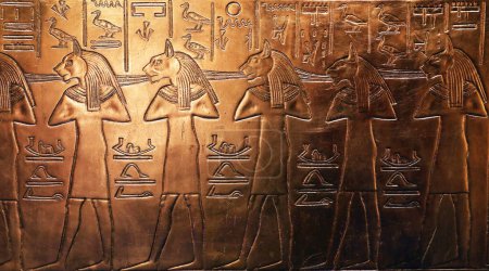 Photo for Mythological figures on a large bas relief from Tutankhamun's tomb - Royalty Free Image