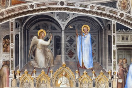 Photo for Padua, Italy - April 29, 2023: The Annunciation from the ancient Baptistery of Padua, Italy - Royalty Free Image