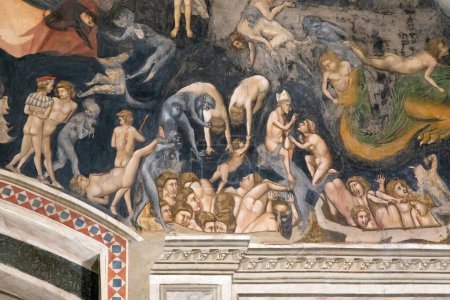 Photo for Padua, Italy - November 25, 2022: Demons bring souls to the hell during the last judgement by Giotto in Scrovegni Chapel, Padua - Royalty Free Image
