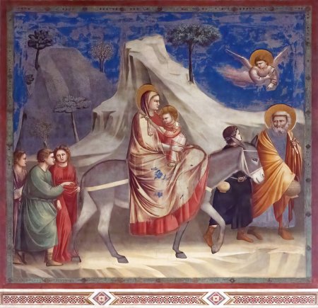 Téléchargez les photos : Padoue, Italie - 25 novembre 2022 : La fuite vers l'Egypte par Giotto dans la chapelle Scrovegni, Padoue - en image libre de droit