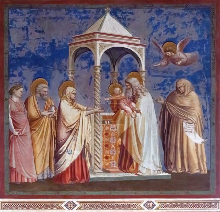 Téléchargez les photos : Padoue, Italie - 25 novembre 2022 : Présentation de Jésus au Temple par Giotto dans la chapelle Scrovegni, Padoue - en image libre de droit