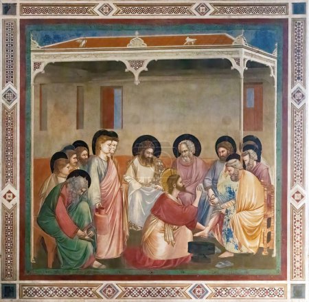 Téléchargez les photos : Padoue, Italie - 25 novembre 2022 : Le lavage des pieds par Giotto dans la chapelle Scrovegni, Padoue - en image libre de droit