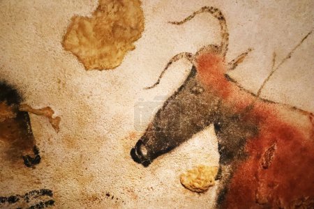 Photo for Lascaux, France - August 6, 2121: Prehistoric ox depicted in Lascaux caves - Royalty Free Image