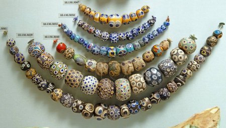 Photo for Egyptian necklaces of beads, Metropolitan Museum of Art, New York. - Royalty Free Image