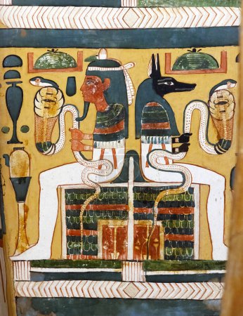 Photo for Painting of god Anubi and pharaoh, Metropolitan Museum of Art, New York, Copy of the original. - Royalty Free Image