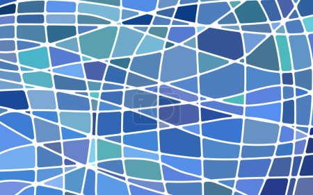 Illustration for Abstract vector stained-glass mosaic background - blue and teal - Royalty Free Image