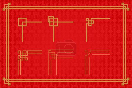Téléchargez les photos : Ornements traditionnels chinois, Décorations de l'année lunaire, fleurs, lanternes, nuages, éléments et icônes - en image libre de droit